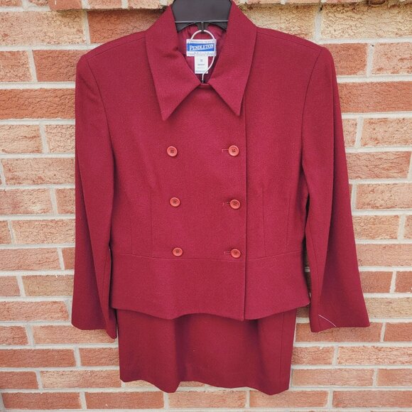 Pendleton Jackets & Blazers - Vintage Pendleton Suit Set Women's 100% Virgin Wool Maroon Red